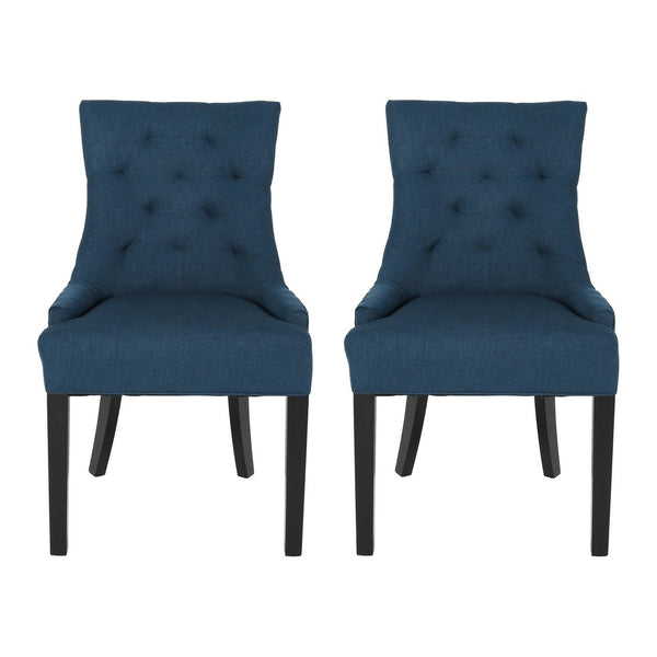 Chen Dining Chair Set of 2, Upholstered Tufted Backrest, Blue Fabric -BM335821