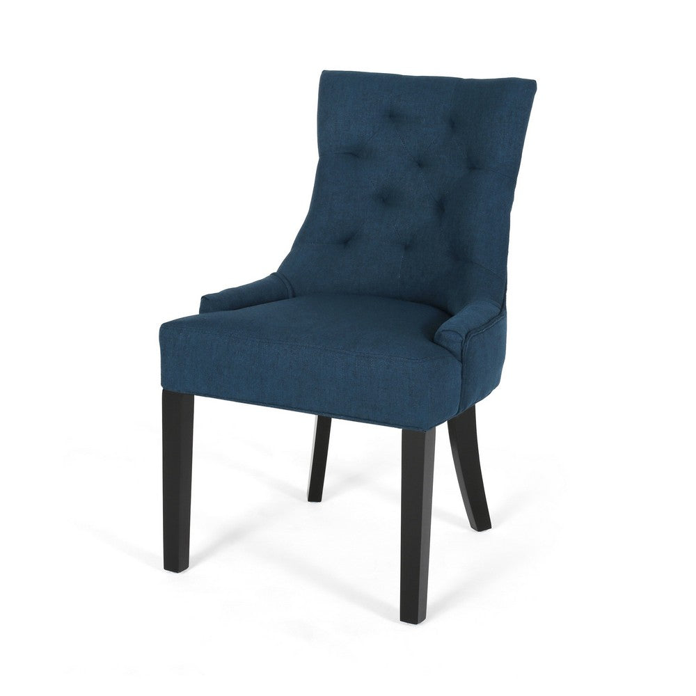Chen Dining Chair Set of 2, Upholstered Tufted Backrest, Blue Fabric -BM335821