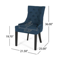 Chen Dining Chair Set of 2, Upholstered Tufted Backrest, Blue Fabric -BM335821