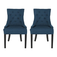 Chen Dining Chair Set of 2, Upholstered Tufted Backrest, Blue Fabric -BM335821