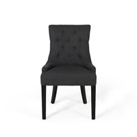 Chen Dining Chair Set of 2, Upholstered Tufted Backrest, Gray Fabric -BM335822