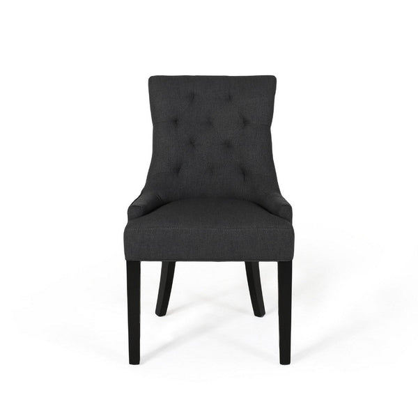 Chen Dining Chair Set of 2, Upholstered Tufted Backrest, Gray Fabric -BM335822