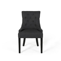 Chen Dining Chair Set of 2, Upholstered Tufted Backrest, Gray Fabric -BM335822