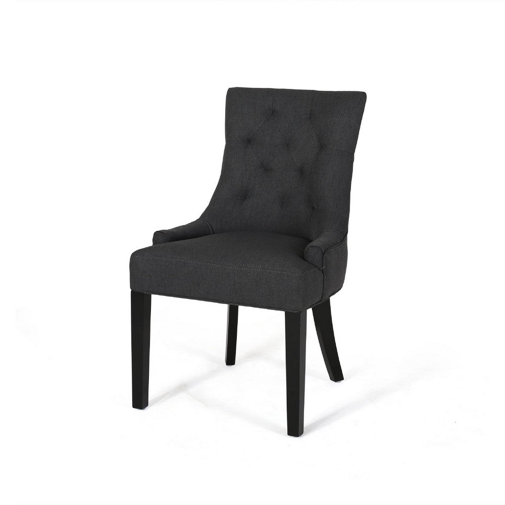 Chen Dining Chair Set of 2, Upholstered Tufted Backrest, Gray Fabric -BM335822