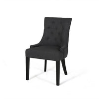 Chen Dining Chair Set of 2, Upholstered Tufted Backrest, Gray Fabric -BM335822