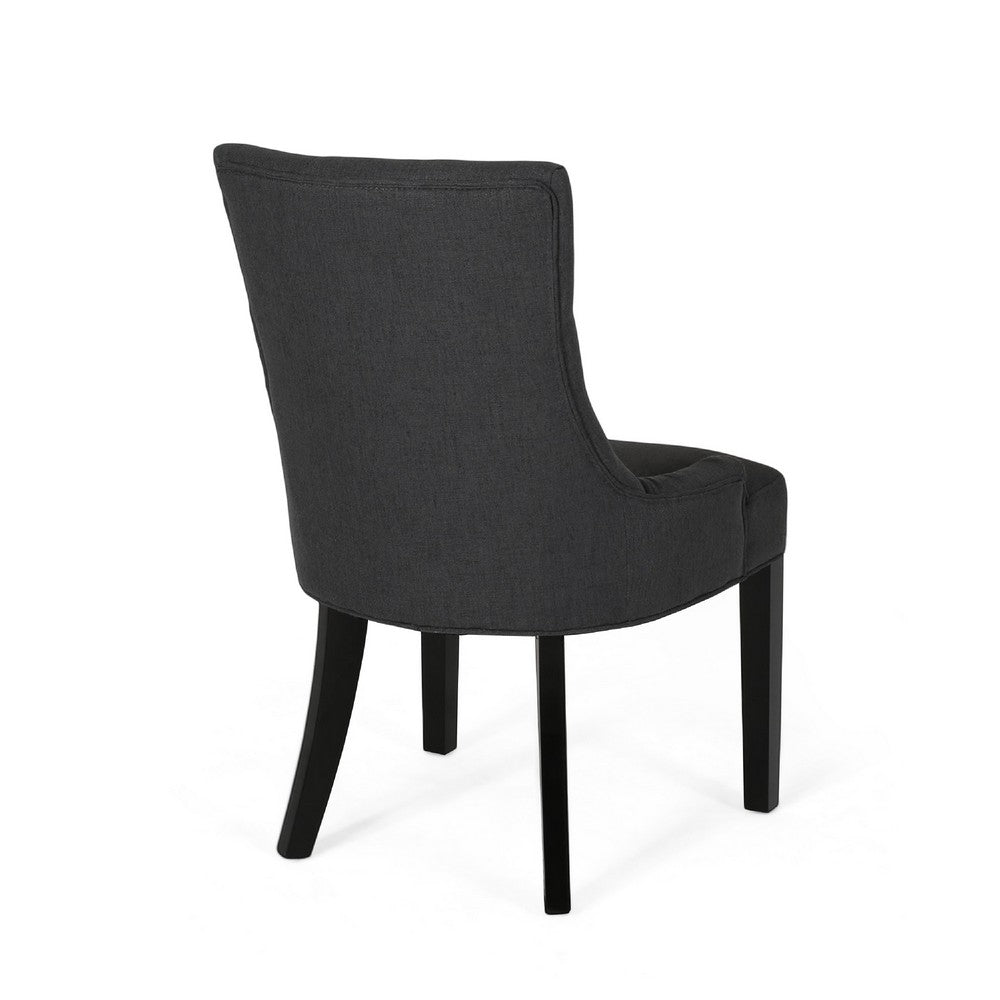 Chen Dining Chair Set of 2, Upholstered Tufted Backrest, Gray Fabric -BM335822