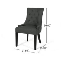 Chen Dining Chair Set of 2, Upholstered Tufted Backrest, Gray Fabric -BM335822