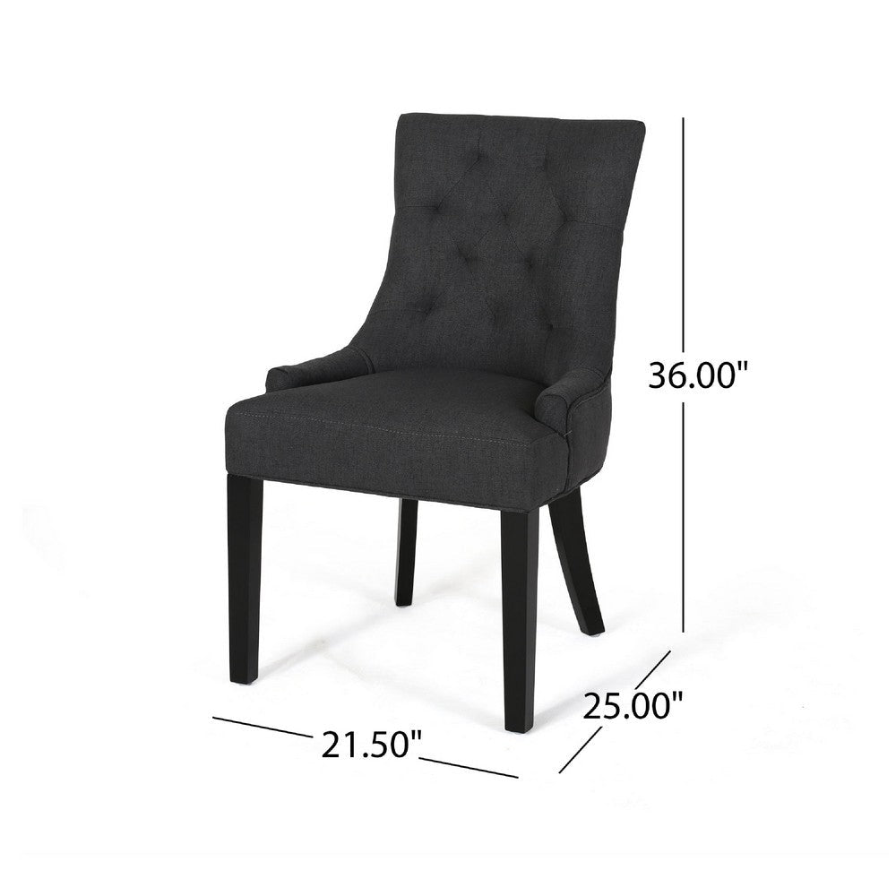 Chen Dining Chair Set of 2, Upholstered Tufted Backrest, Gray Fabric -BM335822