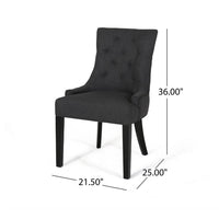 Chen Dining Chair Set of 2, Upholstered Tufted Backrest, Gray Fabric -BM335822