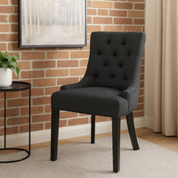 Chen Dining Chair Set of 2, Upholstered Tufted Backrest, Gray Fabric -BM335822