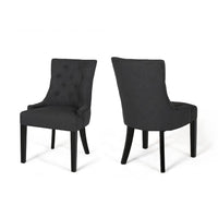 Chen Dining Chair Set of 2, Upholstered Tufted Backrest, Gray Fabric -BM335822