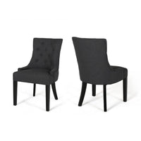 Chen Dining Chair Set of 2, Upholstered Tufted Backrest, Gray Fabric -BM335822