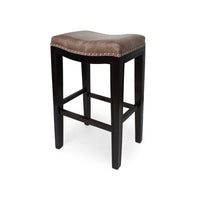 Outdoor Barstool Set of 2, Woven Fabric Seat, Brown Black Acacia Wood -BM335824