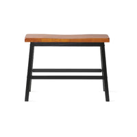 4pc Dining Table Set, Brown and Black, Saddle Seat Stools, 1 Bench -BM335825