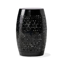 Glena Outdoor End Table, Intricate Lace Cut Design, 12 Inch Black Iron -BM335826