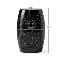 Glena Outdoor End Table, Intricate Lace Cut Design, 12 Inch Black Iron -BM335826