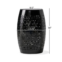 Glena Outdoor End Table, Intricate Lace Cut Design, 12 Inch Black Iron -BM335826
