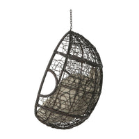 Patio Hanging Basket Swing Chair, 49 Inch, Brown Rattan and Metal -BM335827