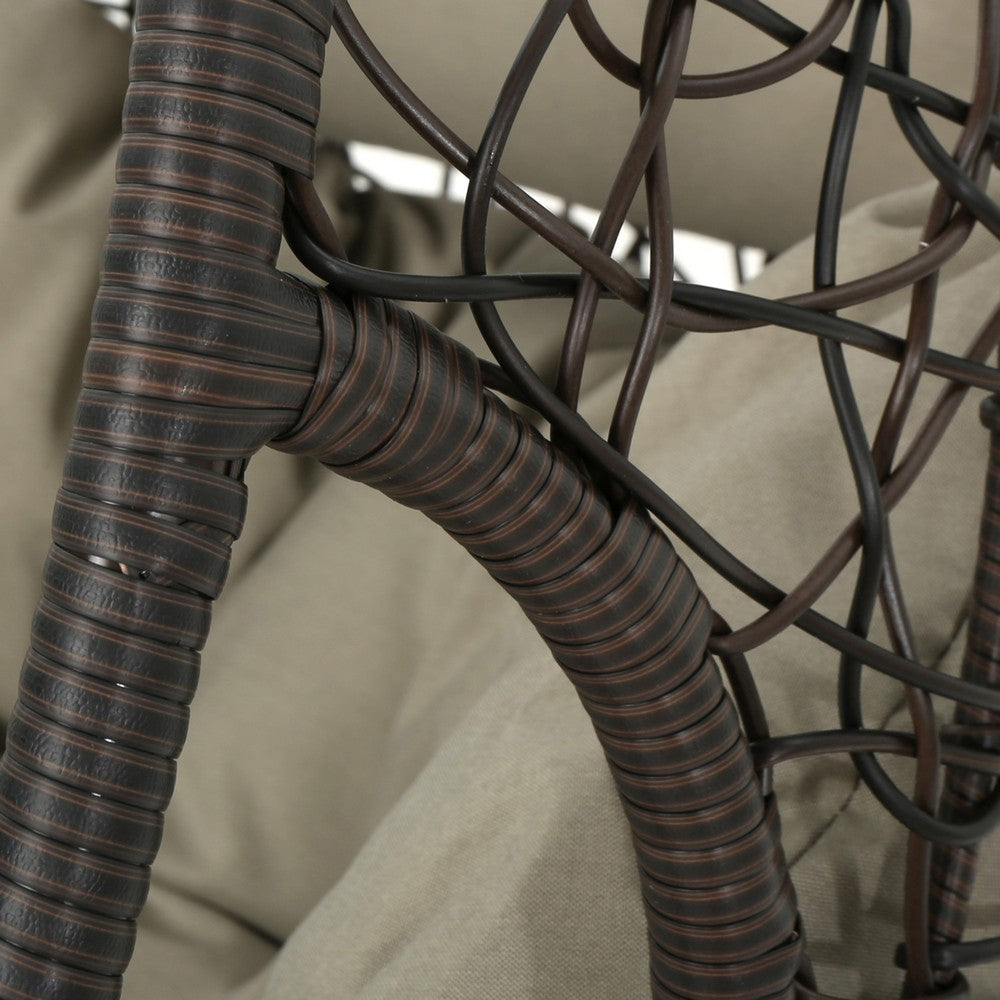Patio Hanging Basket Swing Chair, 49 Inch, Brown Rattan and Metal -BM335827