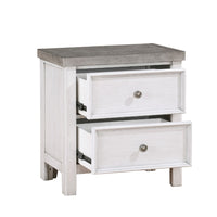 Amby Nightstand, 2 Drawers, Farmhouse Antique White, Gray Acacia Wood -BM335829