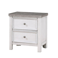 Amby Nightstand, 2 Drawers, Farmhouse Antique White, Gray Acacia Wood -BM335829