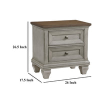 Giny Nightstand, 2 Drawers, Brown and Antique Gray Acacia Wood Top -BM335832