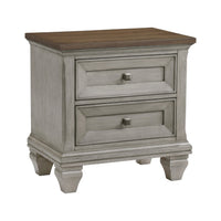 Giny Nightstand, 2 Drawers, Brown and Antique Gray Acacia Wood Top -BM335832