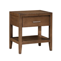 Evi Nightstand, 1 Drawer w Lower Open Shelf, Brushed Rich Brown Wood -BM335838