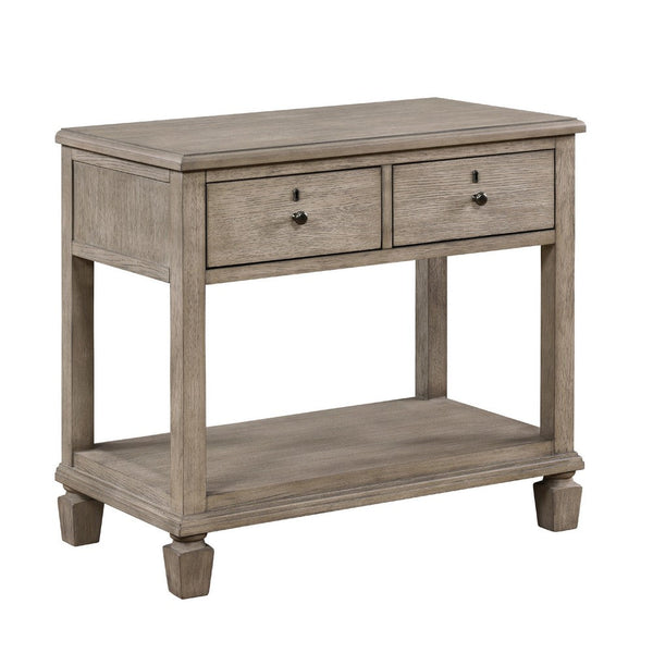 Cely Nightstand, 2 Drawers with Lower Open Shelf, Gray Oak Veneer -BM335841