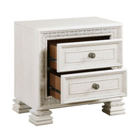 Rotu Nightstand, 2 Drawers Rope Molding, White Ash Veneer, 28 Inch -BM335847