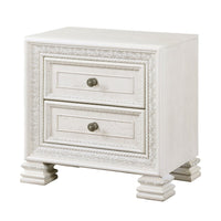 Rotu Nightstand, 2 Drawers Rope Molding, White Ash Veneer, 28 Inch -BM335847