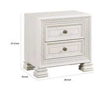 Rotu Nightstand, 2 Drawers Rope Molding, White Ash Veneer, 28 Inch -BM335847