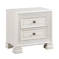 Rotu Nightstand, 2 Drawers Rope Molding, White Ash Veneer, 28 Inch -BM335847