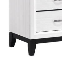 Ameya Nightstand, 2 Drawers w Chrome Handles, White and Black, 25 Inch -BM335853