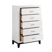 Ameya Tall Dresser Chest, 5 Drawers w Chrome Handles, White and Black -BM335855