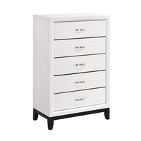 Ameya Tall Dresser Chest, 5 Drawers w Chrome Handles, White and Black -BM335855