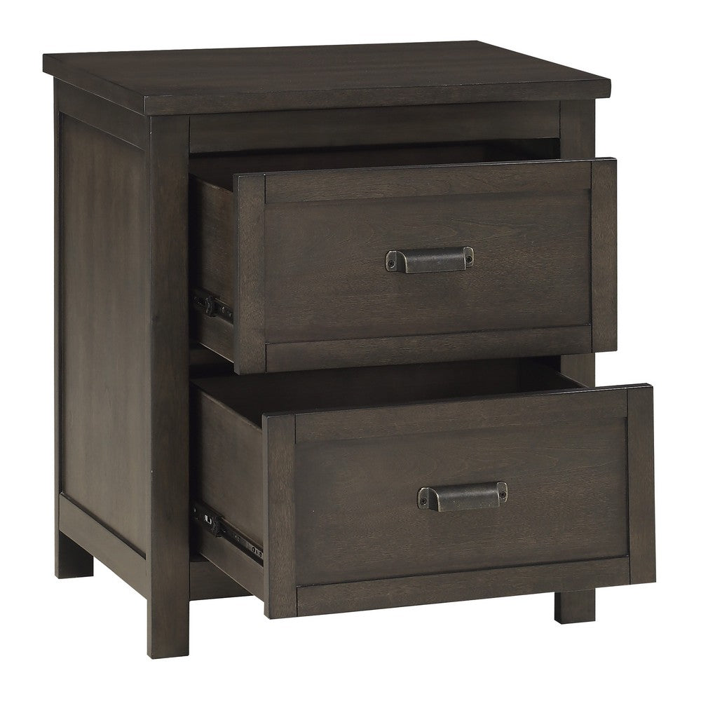 Bron Nightstand, 2 Drawers, Dark Cherry Brown Birch Veneer, 28 Inch -BM335856