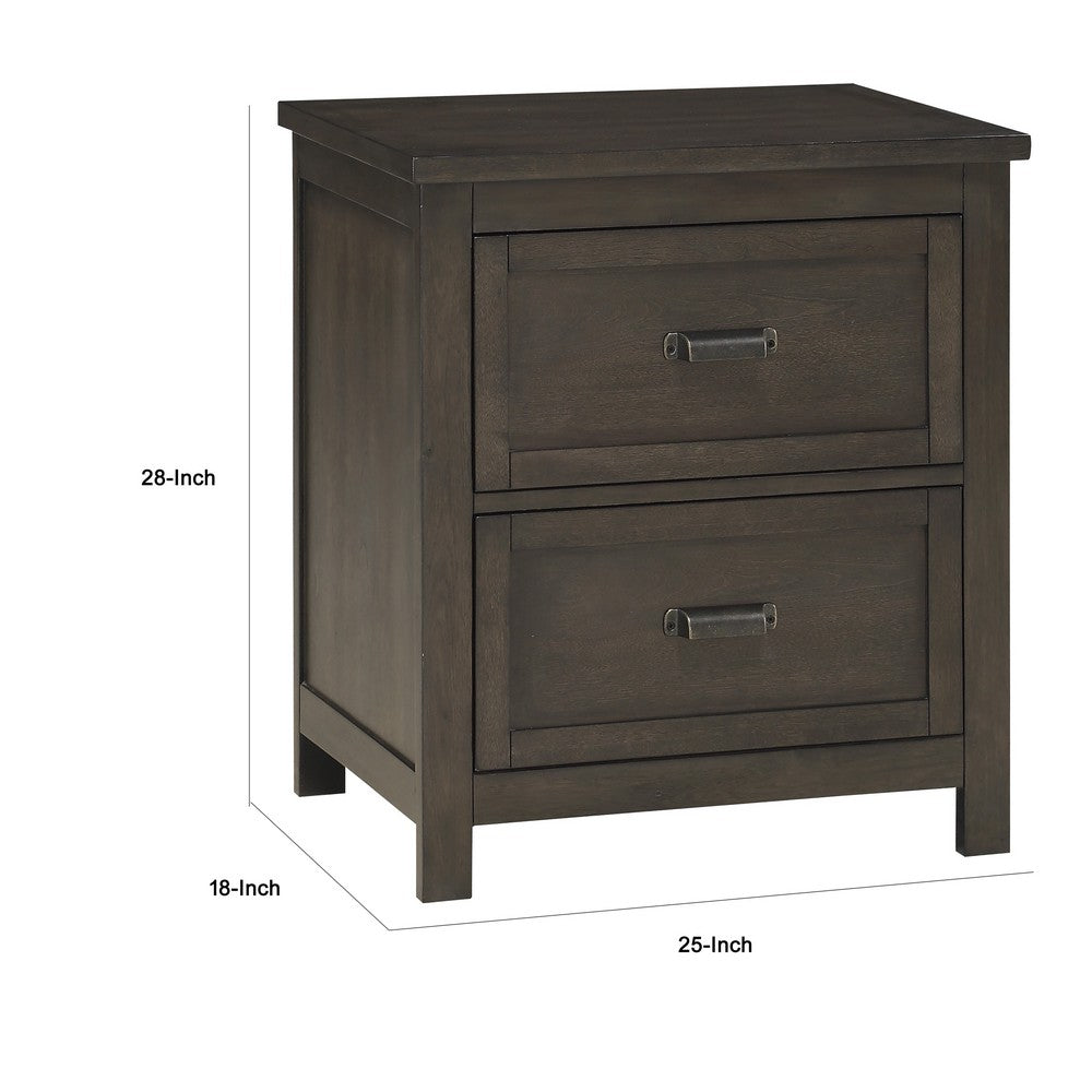 Bron Nightstand, 2 Drawers, Dark Cherry Brown Birch Veneer, 28 Inch -BM335856