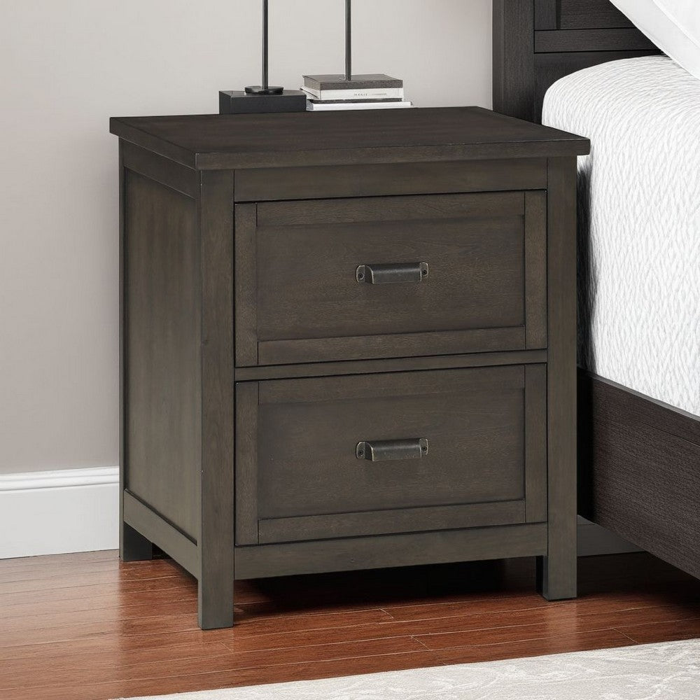 Bron Nightstand, 2 Drawers, Dark Cherry Brown Birch Veneer, 28 Inch -BM335856