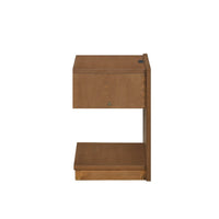 C Shaped End Table, 1 Drawer USB Port, 18 Inch, Wire Brush Brown Wood -BM335861