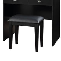 Hudi Makeup Vanity and Stool Set, 10 Lights, USB Power Outlet, Black -BM335862