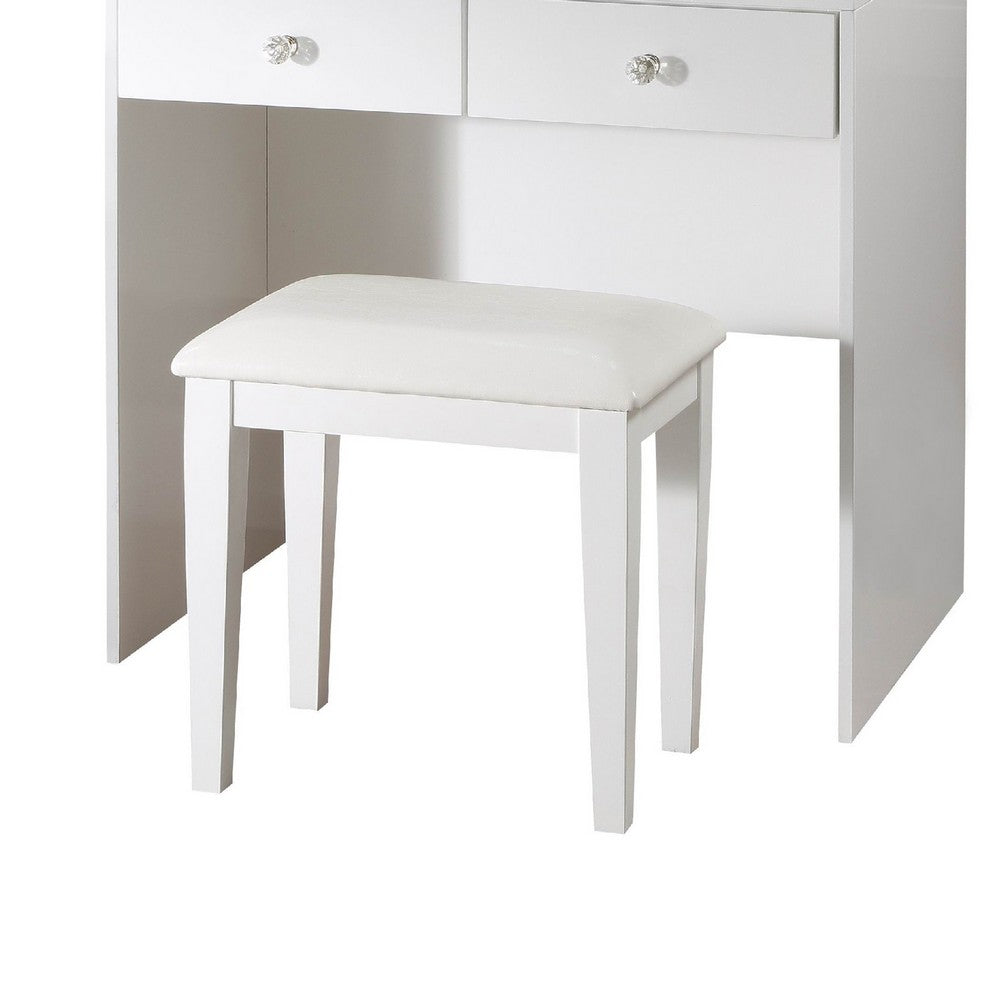 Hudi Makeup Vanity and Stool Set, 10 Lights, USB Power Outlet, White -BM335864