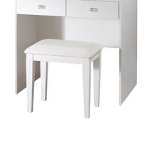 Hudi Makeup Vanity and Stool Set, 10 Lights, USB Power Outlet, White -BM335864