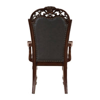 Nami Dining Armchair Set of 2, Traditional Carved Classy Cherry, Gray  -BM335867
