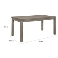 Rie Dining Table, 64 Inch Rectangular Tabletop, Gray Melamine Board -BM335868