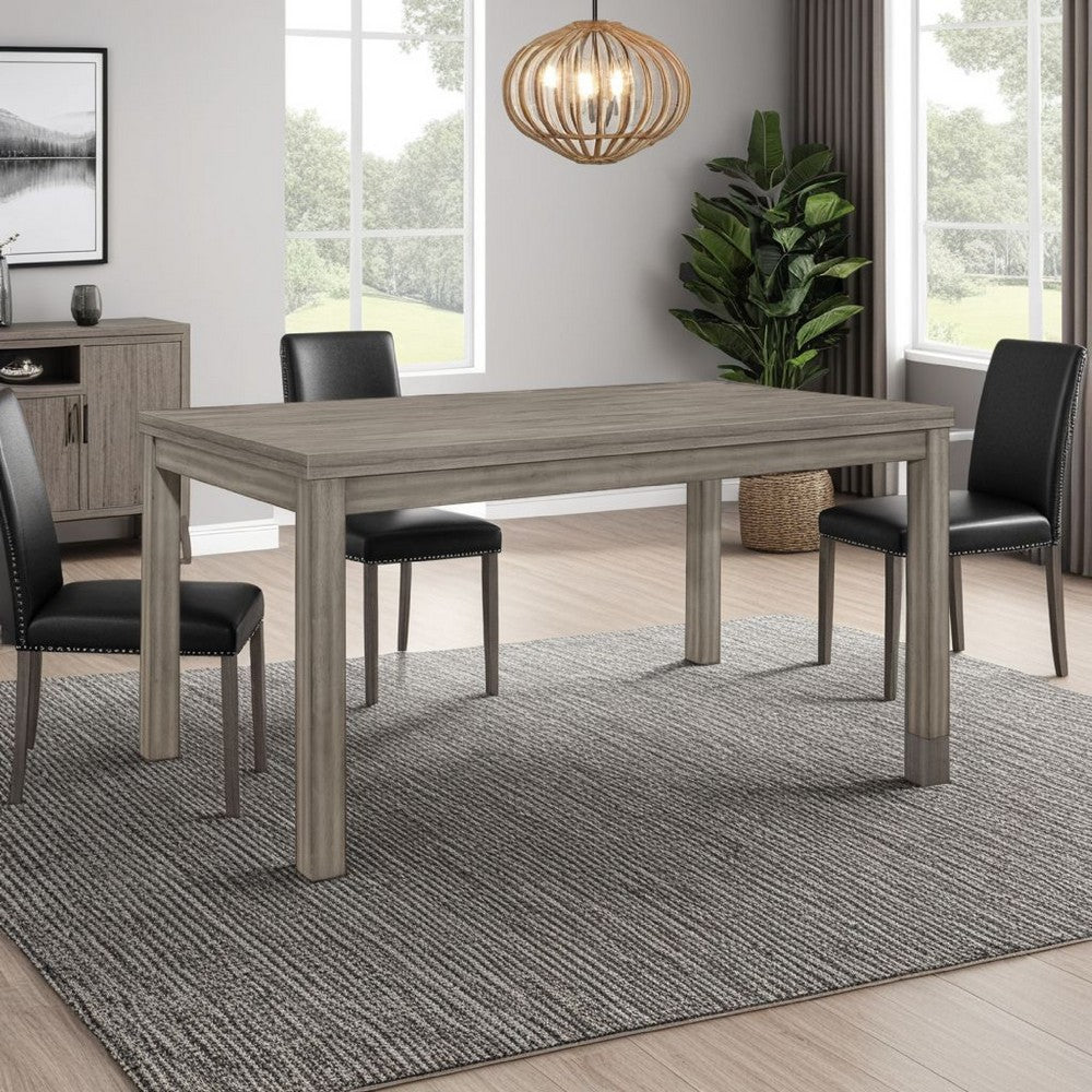 Rie Dining Table, 64 Inch Rectangular Tabletop, Gray Melamine Board -BM335868