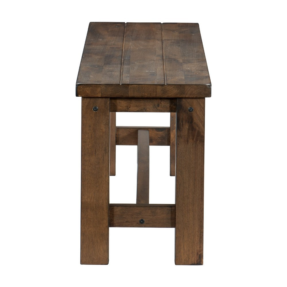Rick Dining Bench, 52 Inch Transitional Natural Brown Rubberwood -BM335869