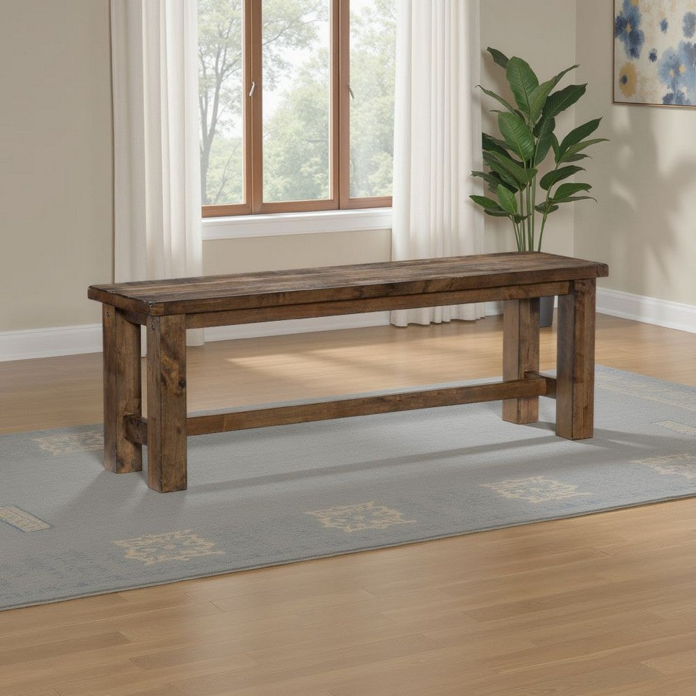 Rick Dining Bench, 52 Inch Transitional Natural Brown Rubberwood -BM335869