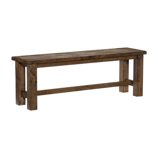 Rick Dining Bench, 52 Inch Transitional Natural Brown Rubberwood -BM335869