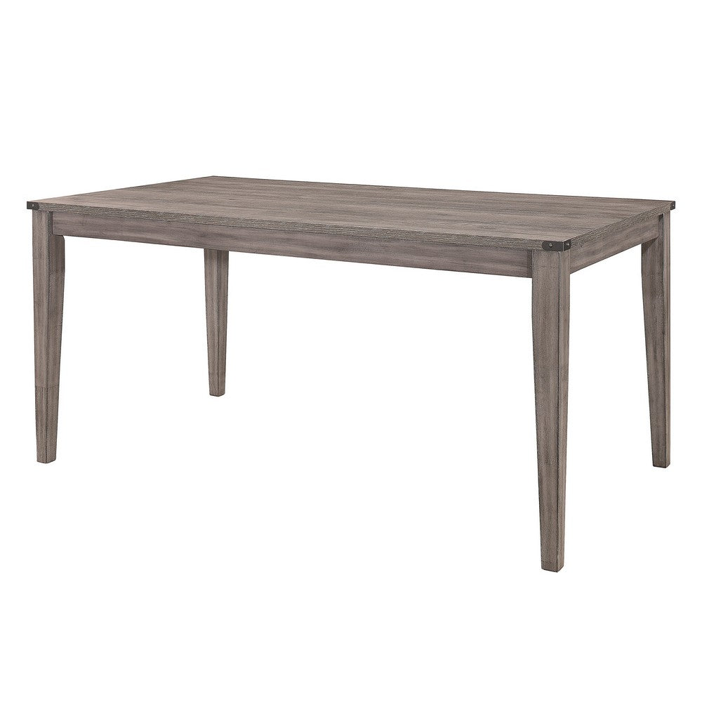 Dereck Dining Table, 64 Inch Gray Melamine Board, Metal Corner Rivets -BM335871